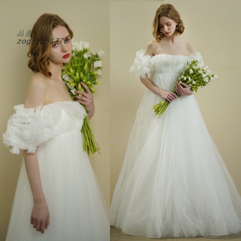 ウェディングドレス ウエディングドレス マタニティドレス 二次会 結婚式 前撮り エンパイアドレス 花嫁 ロングドレス ブライダル ハイウエスト zog3z191370