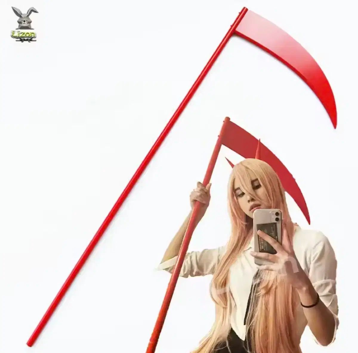 馬狼照英* チェンソーマン パワー 武器 ウィッグ 角 コスプレㅣハロウィーン コスチューム