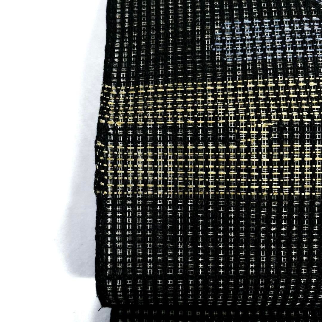 未着用 名古屋帯 松葉仕立て 金糸 夏用 羅 ヱ霞 黒帯 着物 072a u 
