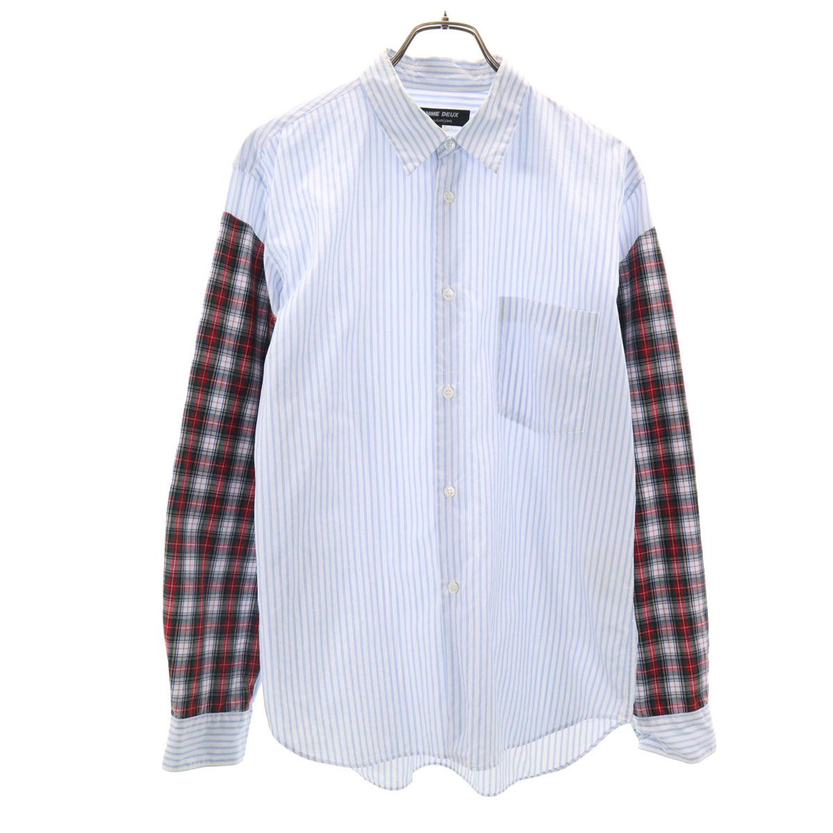 COMME des GARCONS HOMME DEUX コムデギャルソンオムドゥ 2015年 日本製 ストライプ柄 長袖 コットンシャツ M ホワイト メンズ 古着