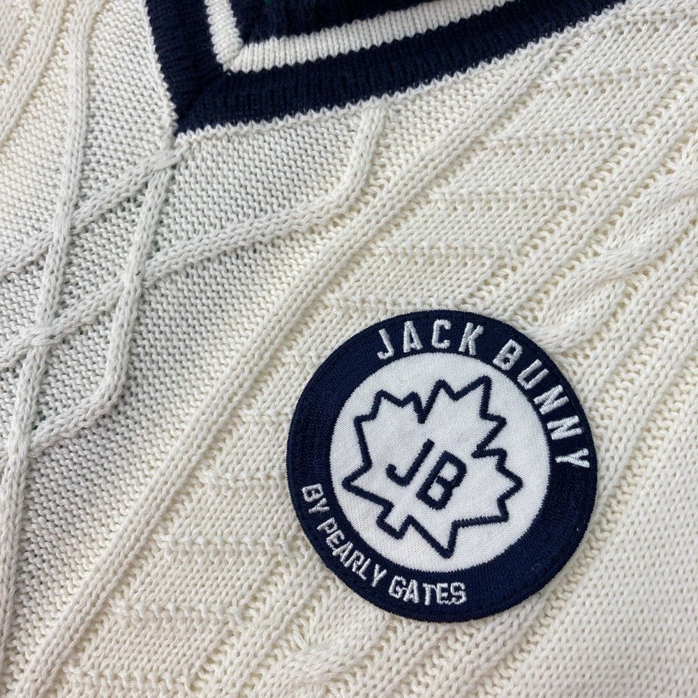 Jack Bunny!! ジャックバニー ニットベスト 白 コットン混 V