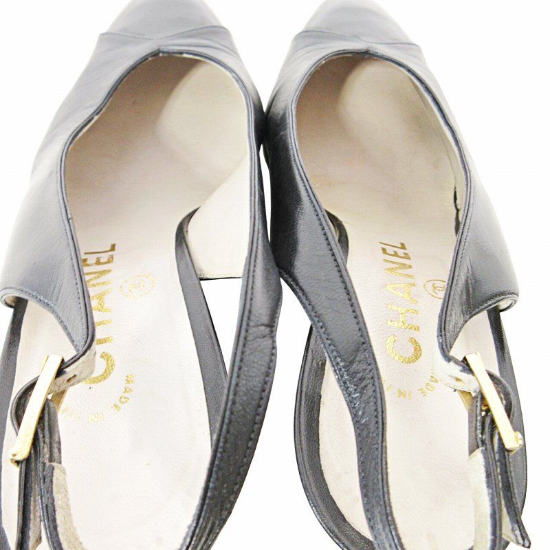 CHANEL シャネル　レザー　ミュール　パンプス シャネル CHANEL バックストラップ パンプス ミュール レザー