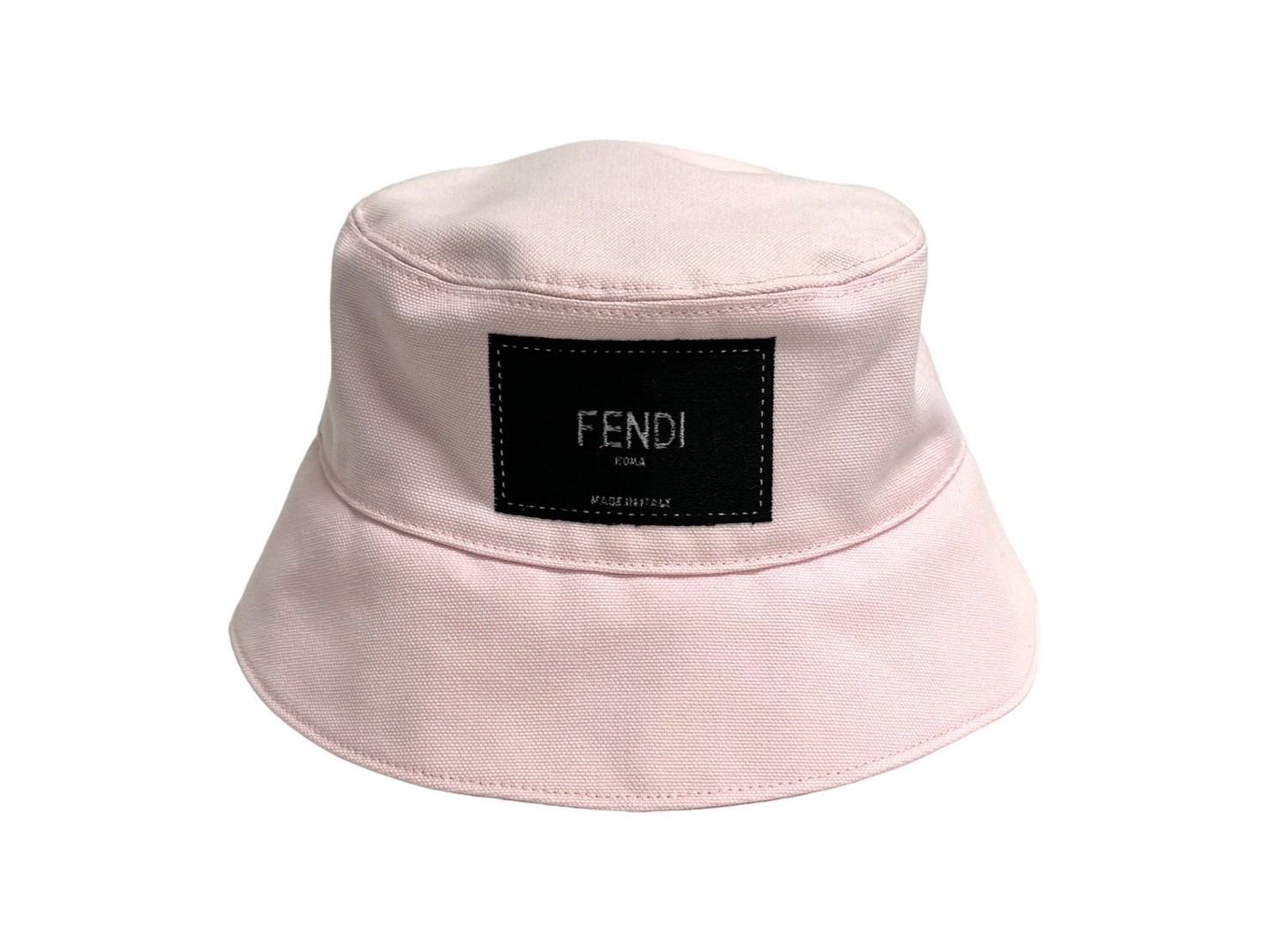新品同様 FENDI フェンディ ロゴ付き バケットハット ピンク コットン 