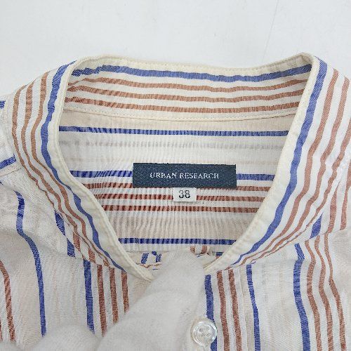 ◇ ⊇ URBAN RESEARCH ストライプ柄 スタンドカラー 長袖 シャツ