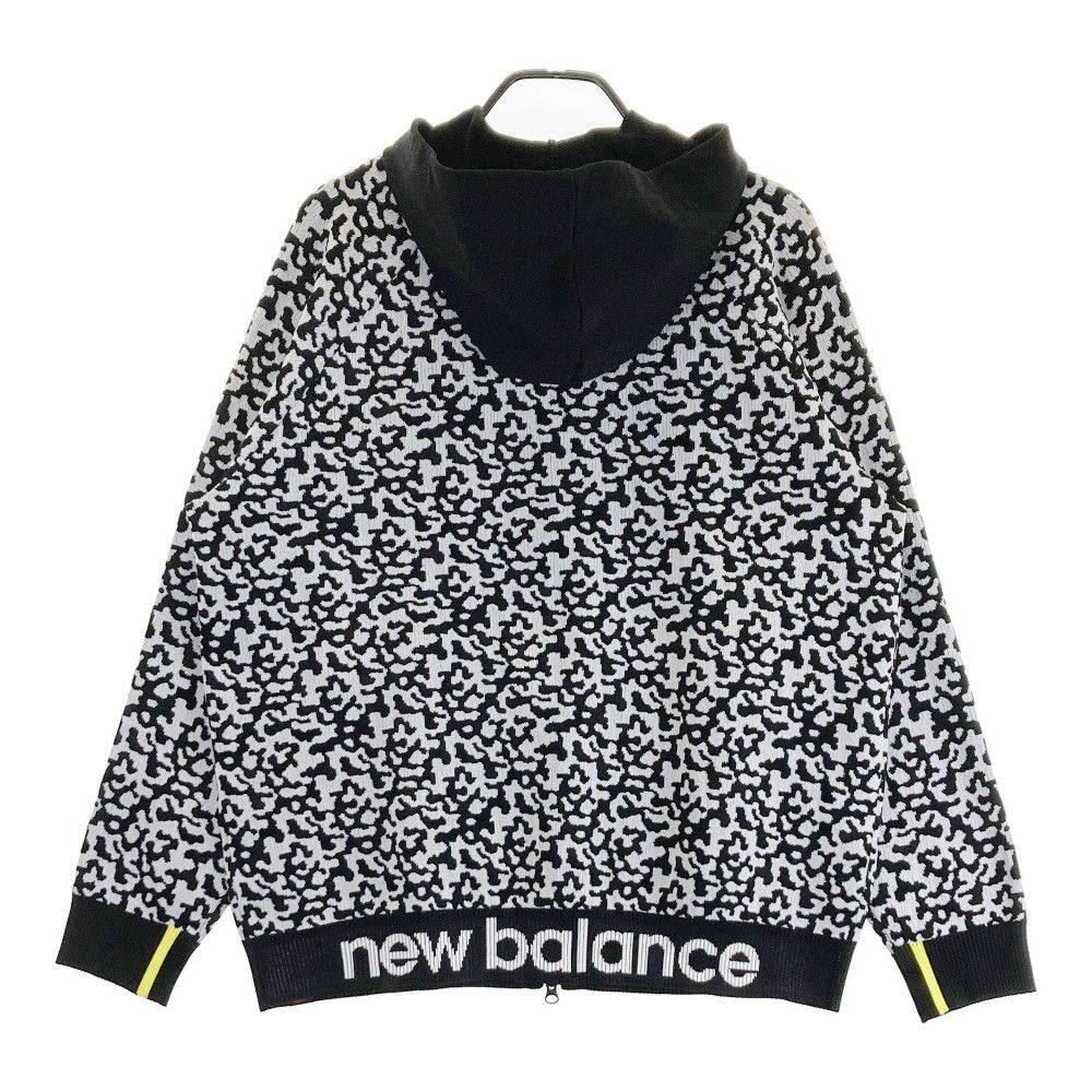 サイズ：7 NEW BALANCE GOLF ニューバランス  ニット ジップパーカー ビックロゴ 総柄 ブラック系 [240101371215] ゴルフウェア メンズ ストスト サイズ：7 NEW BALANCE GOLF ニューバランス ニット ジップ