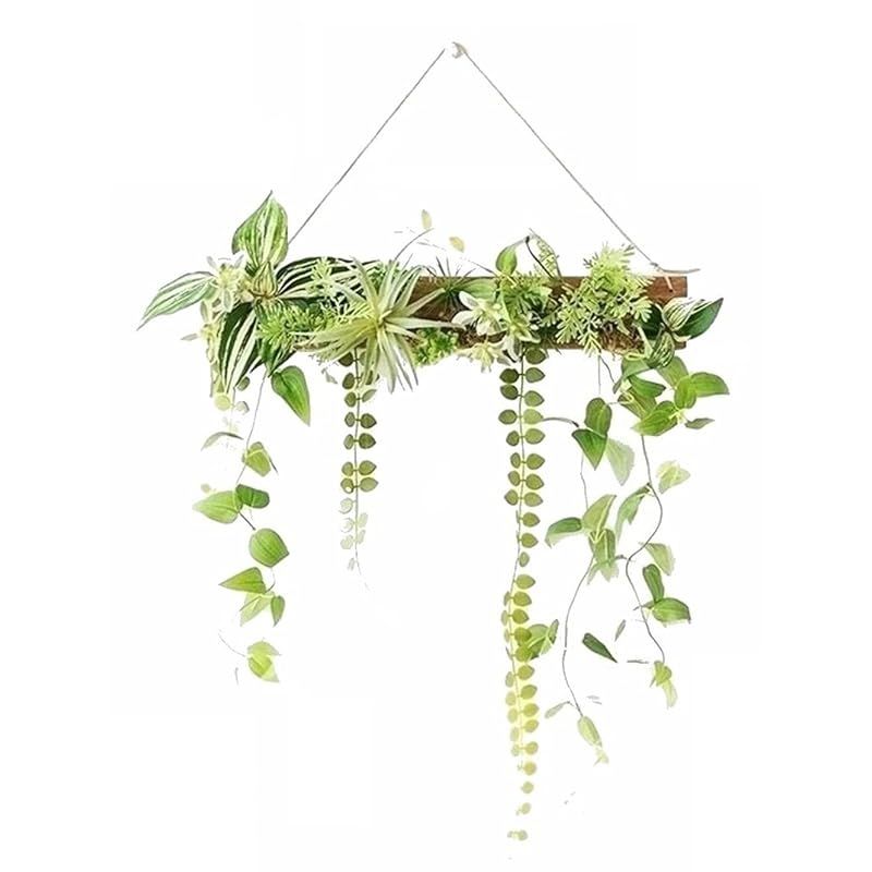 MedianField 【 観葉植物 光触媒 消臭 ＆ 抗菌 ウォールグリーン 】 フェイクグリーン 壁掛け 50cm×40cm フック付き 造花 フェイク おしゃれ 人工観葉植物 エアープランツ 室内 大型 フレーム イン 光触媒 観葉植物 MedianField セ 抗菌消臭 横長