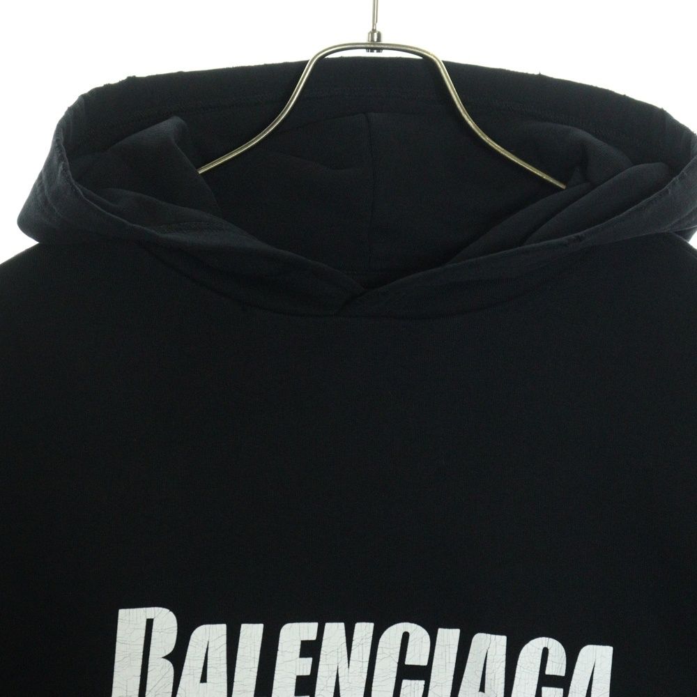 BALENCIAGA (バレンシアガ) 22AW Destroyed Logo-Print Hoodie 