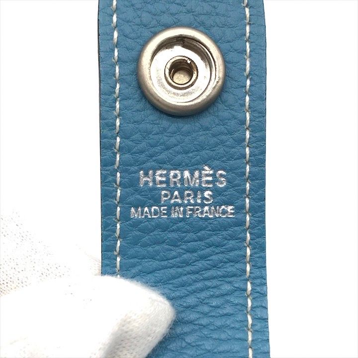 良品 HERMES エルメス ロデオドゥ レザー ショルダー バッグ ブルージーン シルバー金具 刻印あり a4179 HERMES（エルメス） ロデオドゥ ショルダーバッグ 型押しレザー ブルー