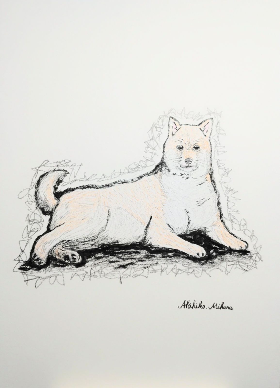 逸品】 はな(エンジェル)(旅に出ます) ドローイング 原画 絵画 猫 犬 
