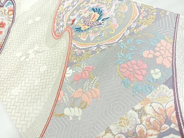 カ*ナ様 1200 華 名古屋帯 正絹 鳳凰 花唐草 1200 華 名古屋帯