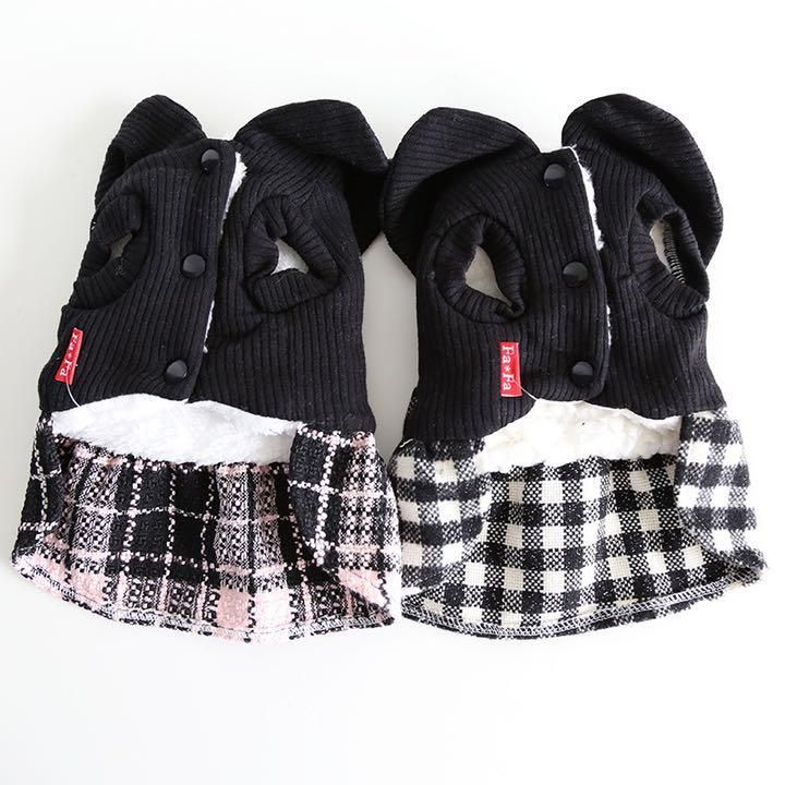 0271-1犬服ドッグウェアペット服温かいチェック柄ワンピースリボン 0271-1犬服ドッグウェアペット服温かいチェック柄ワンピースリボン