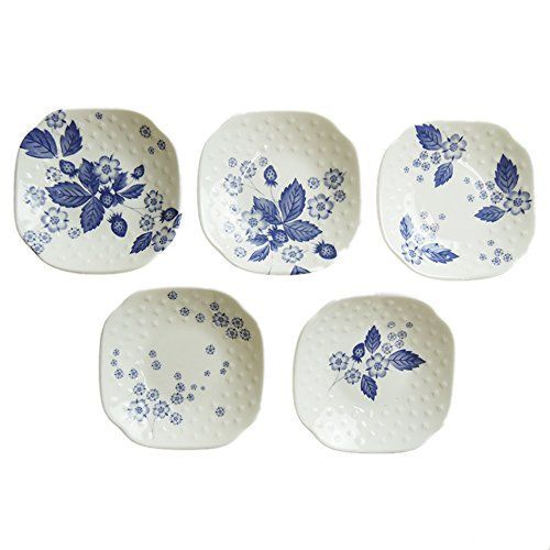 Wedgwood ウェッジウッド 小皿 ブルー サイズ 直径 約8cm ストロベリーブルームインディゴ 40000812 5枚入 5個セット
