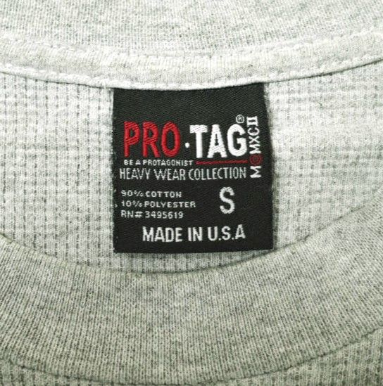 PRO-TAG プロタグ アメリカ製 サーマルカットソー S グレー 長袖 ワッフル Tシャツ MADE IN USA トップス g17789