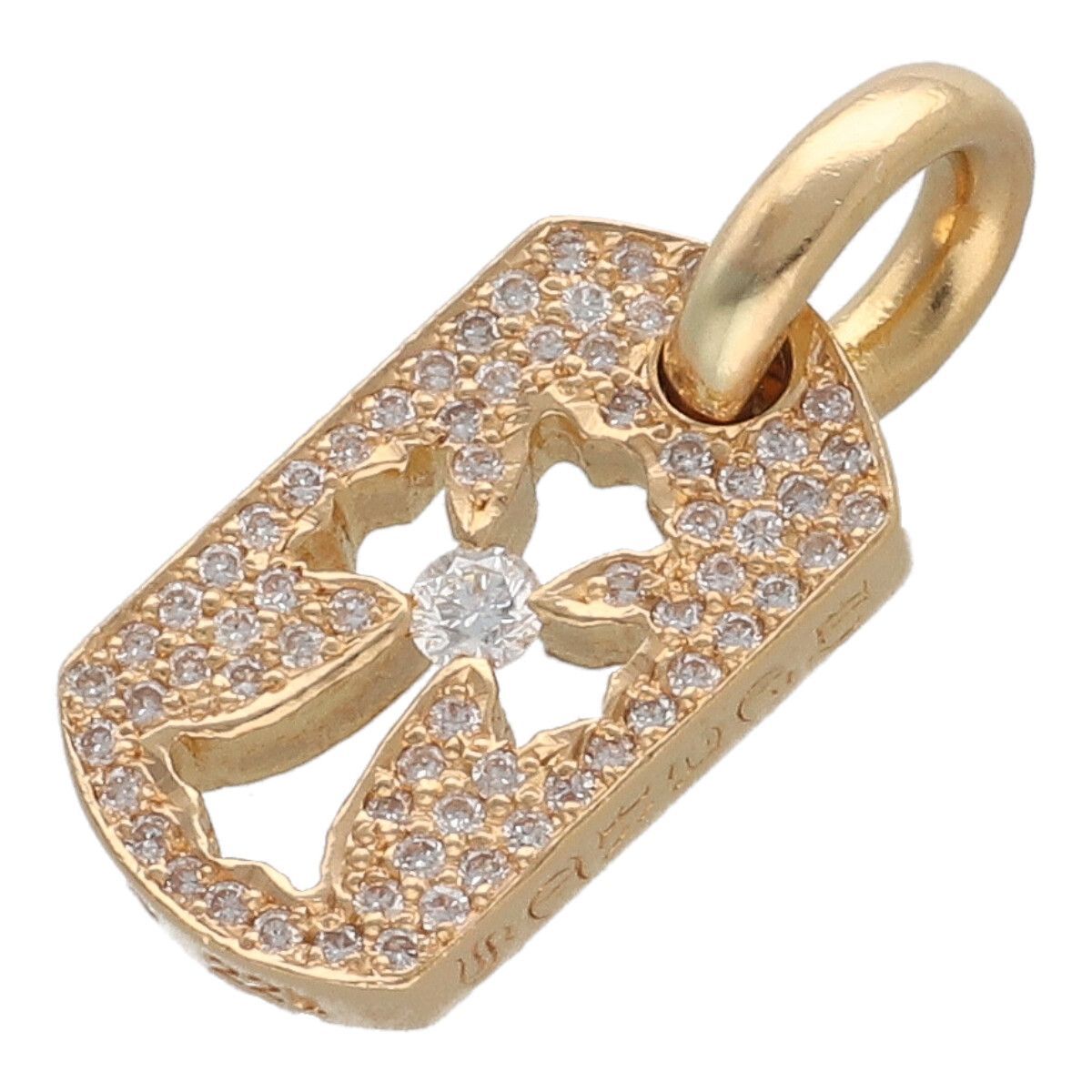 【中古】 CHROME HEARTS クロムハーツ タイニーカットアウトクロスドッグタグ 22K パヴェダイヤ PD 1PD センターダイヤ ペンダント ネックレス チャーム アクセサリー 24028029 AO