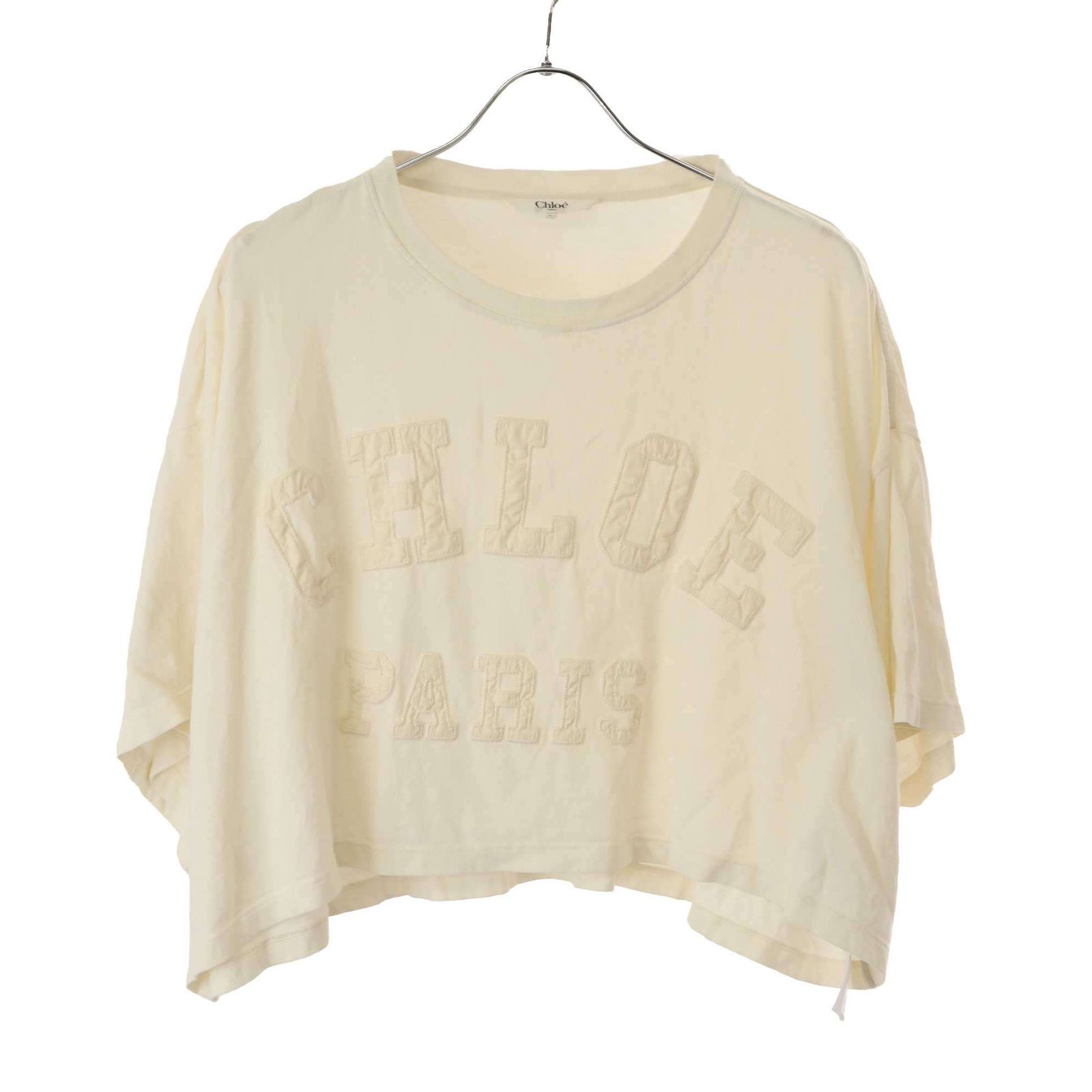 Chloe クロエ 25SS Boxy Fit T-Shirt ロゴワッペンボクシーフィットTシャツ CH25SJH14183103XS ココナッツミルク XS Chloe クロエ 25SS Boxy Fit T-Shirt ロゴワッペンボクシーフィットT