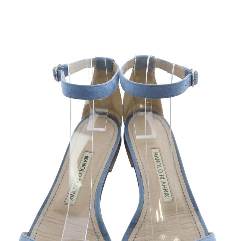マノロブラニク　フラット36/5 スエードブルー MANOLO BLAHNIK - マノロブラニク フラット ストラップサンダル