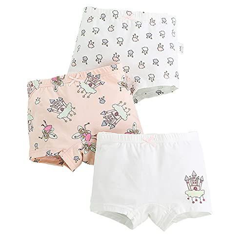 城と雲柄_100 [eipatu] 子供用 女の子 パンツ 3点セット ボクサーパンツ インナー ボクサー キッズ ジュニア 肌着 柄 ガールズ 子供 ショーツ コットン 幼稚園 保育園 かわいい (城と雲柄， 100)