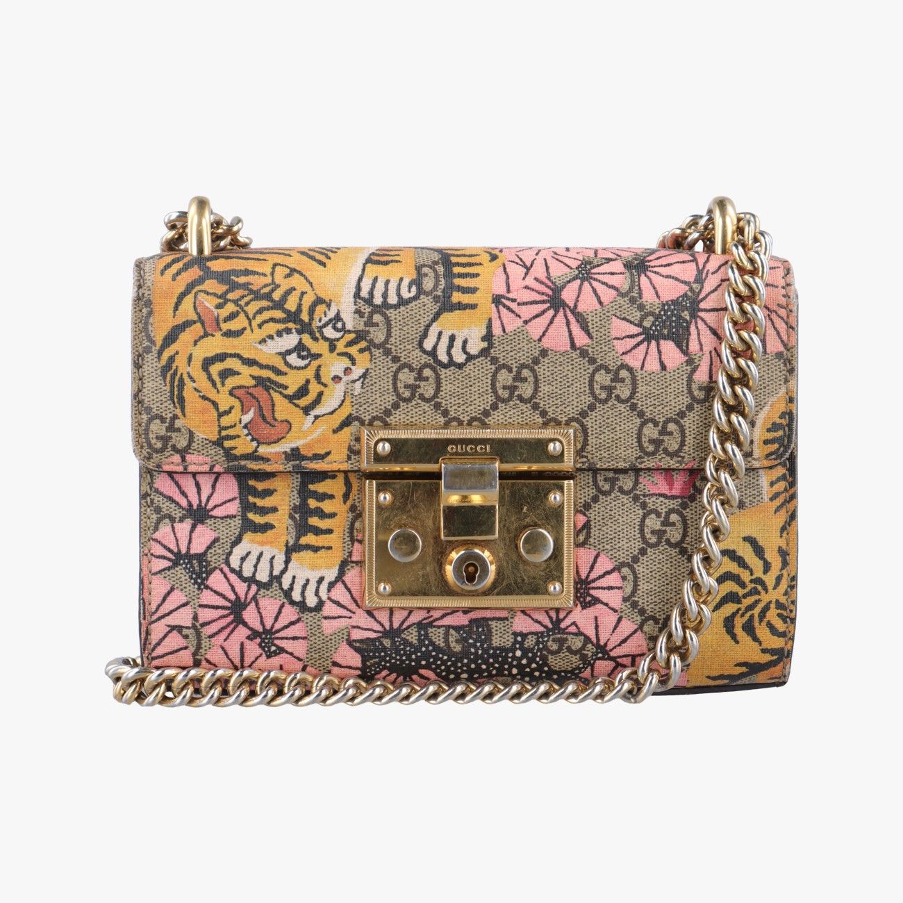 グッチGucciパドロック ベージュ×マルチ PVCコーティングキャンバス×レザー 409487 D020719279