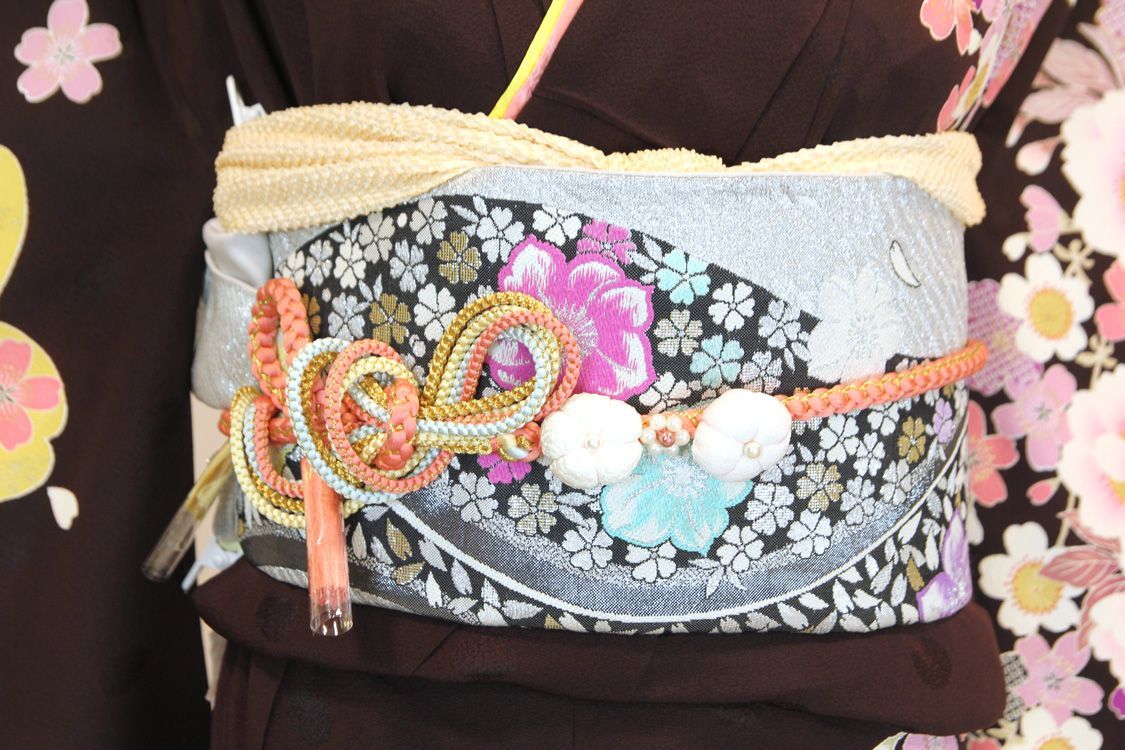振袖フルセット 6点セット 花尽くし 桜 華やか 最高級 こげ茶 桜柄