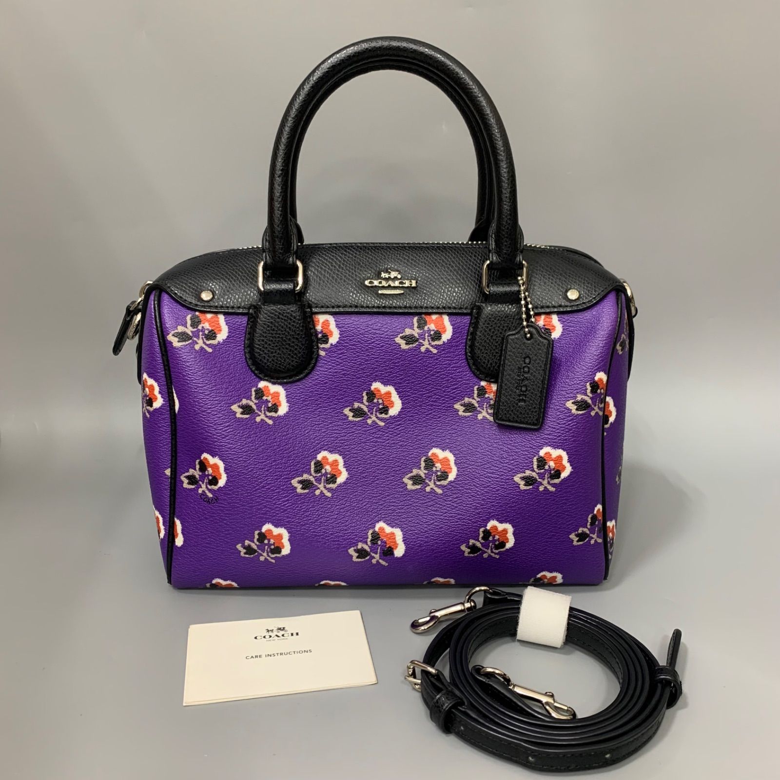 美品 COACH コーチ フラワーモチーフ ハンドバッグ 2way ショルダー 