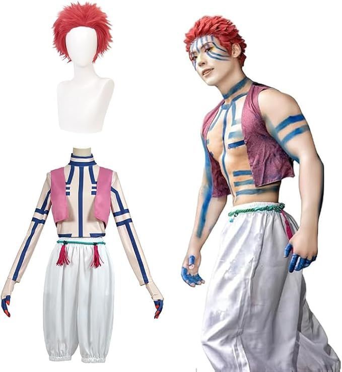 猗窩座　コスプレ衣装セット　ウィッグ付き Amazon.co.jp: [HAOCHU] コスプレ衣装 衣装+かつら+タトゥー