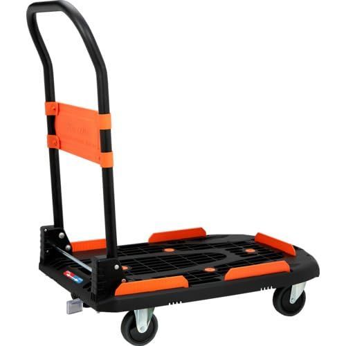 Color ブラック_Style b . 樹脂ストッパー付 新型 _PatternName 単品 トラスコ中山 TRUSCO 新型カルティオ 樹脂 台車 ストッパー付き 黒 軽量 自重7.3Kg 折り畳み 780X490 MPK-780-BK