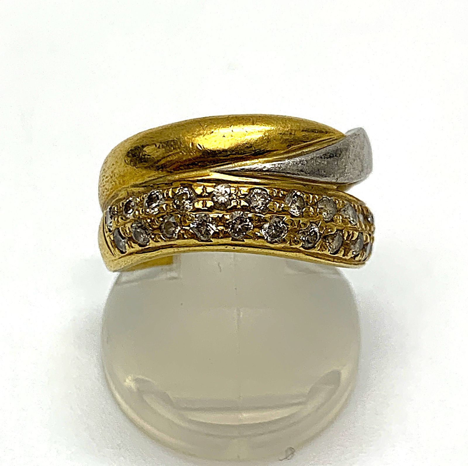 18k pt850 コンビ ダイヤリング K18 ・ PT850 コンビ ダイヤモンド 総計 0.55ct リング 指輪