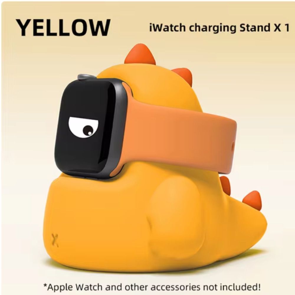 おしゃれ かわいい 韓国 充電 バンド ゲーム おもちゃ 英語 充電器 恐竜 アップルウォッチ AppleWatch 卓上充電スタンド iWatch 腕時計スタンド イエローP_0
