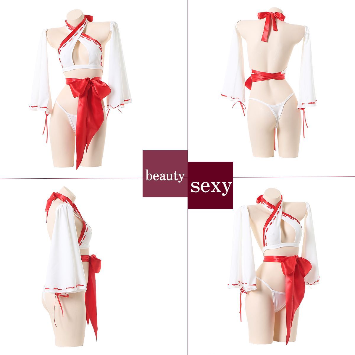 巫女　ビキニ 巫女 セクシー コスプレみこビキニ ミニ丈 巫女ガール 忍者 着物 和装086 - メルカリ