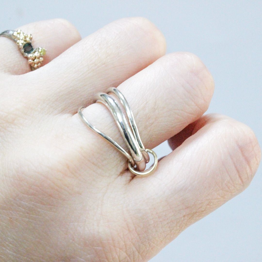 3連K10ジョイントシルバーリング！ウェーブver. 約10号 3連K10ジョイントシルバーリング！ウェーブver. 約10号