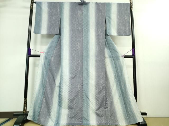 平和屋着物 上 夏物 お召 夏お召 市松紋紗 墨流し 間道 洗える着物 DZAA9136kh5