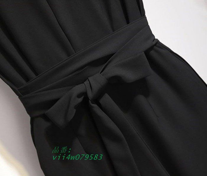 【誠実】 ジャンプスーツ オールインワン バックジッパー ノースリーブ Vネック パンツドレス 普段使い オフィス ハイウェスト 旅行 カジュアル ロングパンツ デート