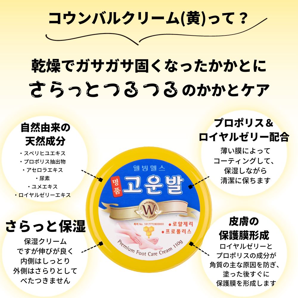 韓国正規品】【2種セット】コウンバル 赤＋黄 かかとクリーム