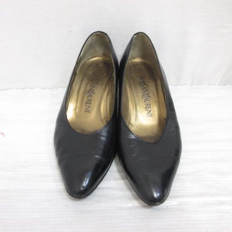 【イヴ・サンローラン】 パンプス ヒール ブラック レザー イヴサンローラン YVES SAINT LAURENT リーガル社製 レザー
