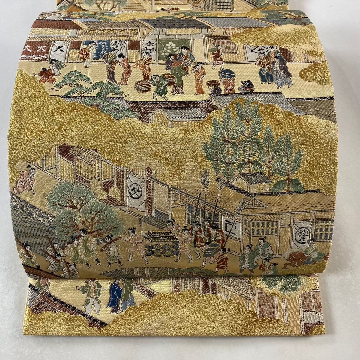 袋帯 美品 秀品 東京博物館 舟木家旧蔵本洛中洛外図 人物 箔