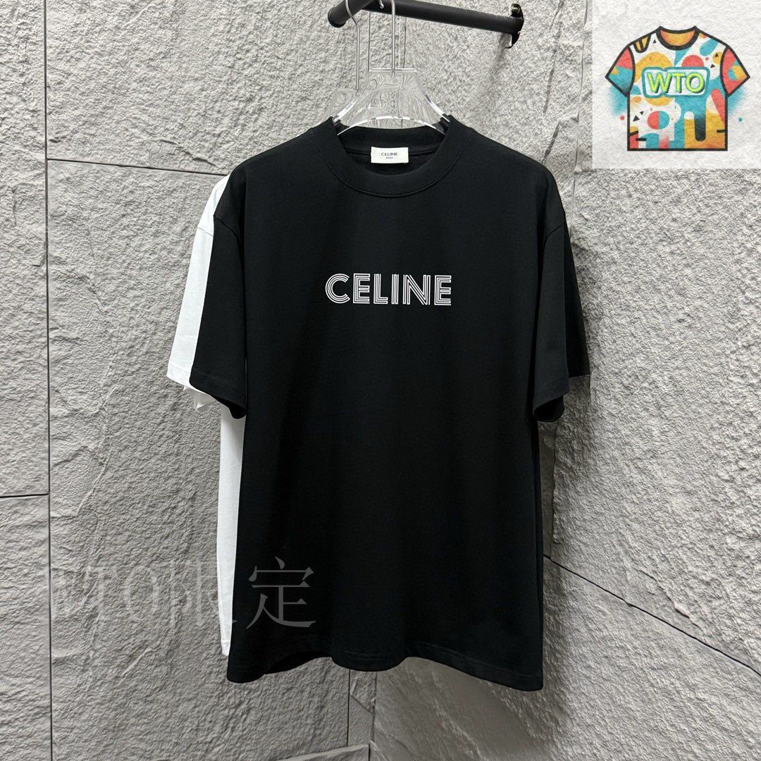 極美品CELINE セリーヌ Tシャツ 半袖 フロックロゴ グレイ CELINE 