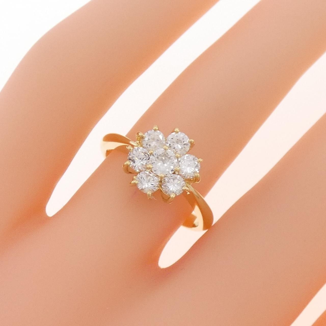 K18YG フラワー ダイヤモンド リング 0.74CT - メルカリ