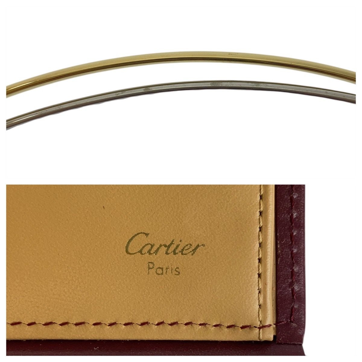 CARTIER カルティエ ボルドー ゴールド シルバー レザー 長財布