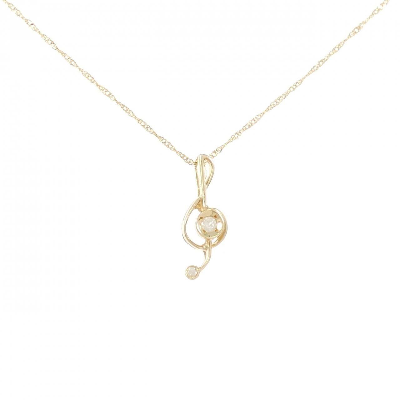 K18YG ト音記号 ダイヤモンド ネックレス 0.07CT