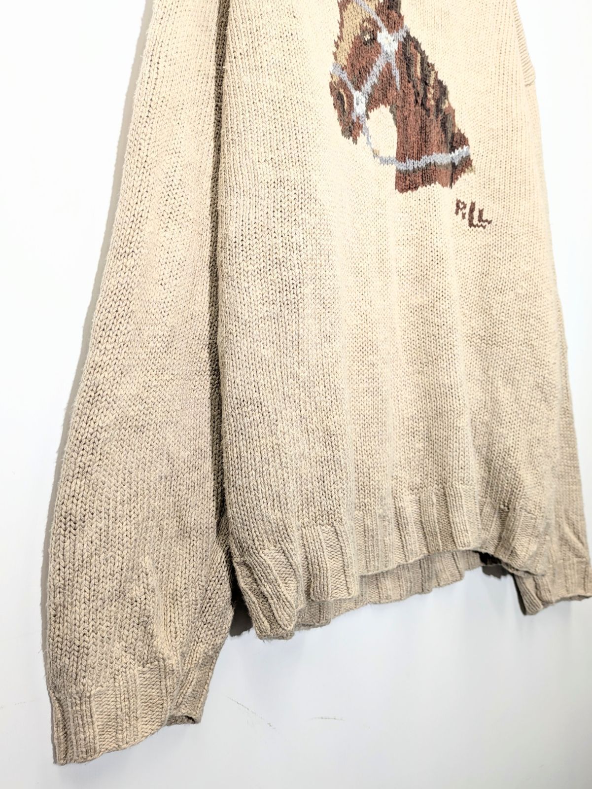 RALPH LAUREN】ラルフローレン ハンドニットコットンリネン 馬柄