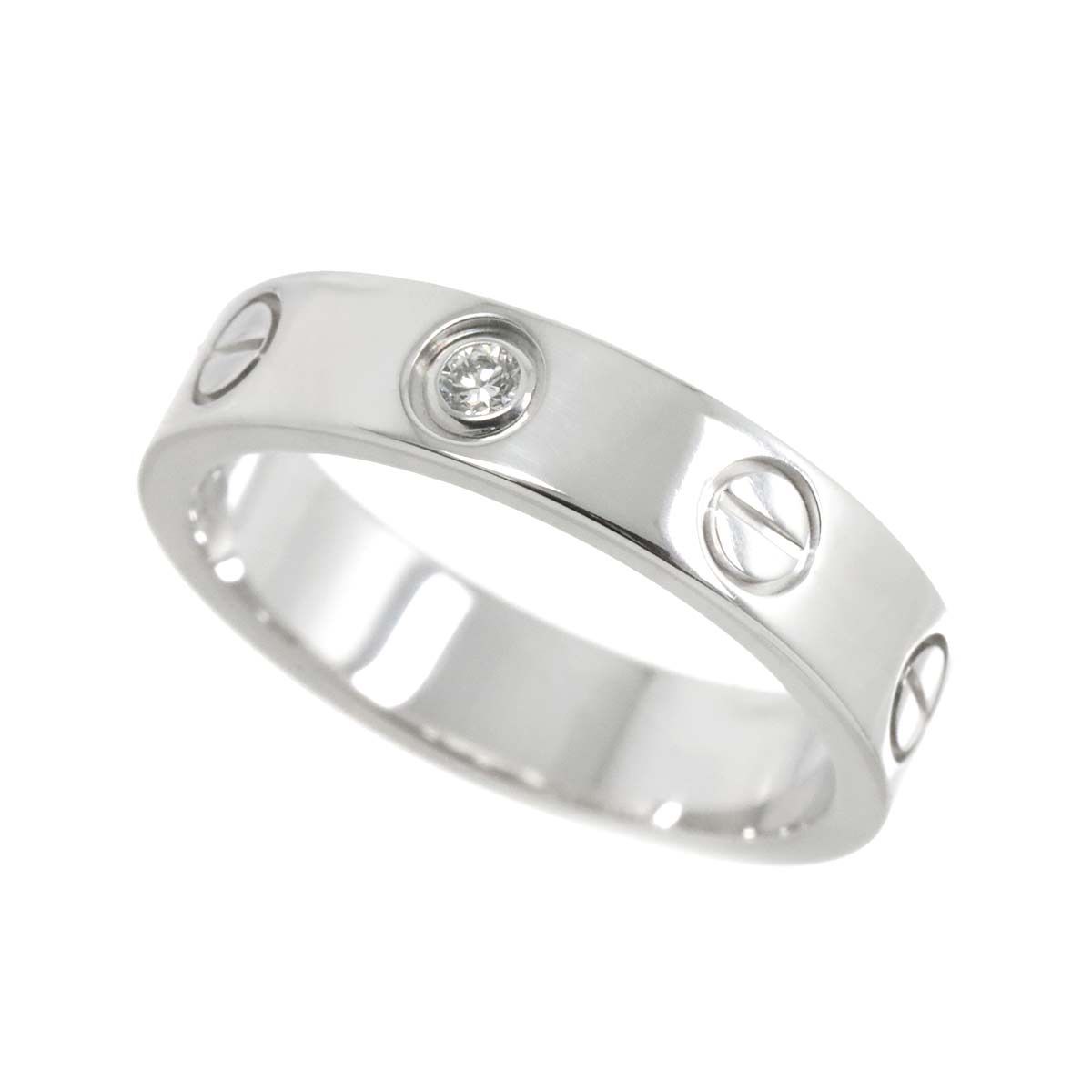 カルティエ Cartier ミニラブ #48 ダイヤ 1P リング K18 WG ホワイト  
