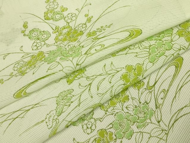 平和屋着物＊夏物 小紋 絽 流水花文 洗える着物 AABB8817sx