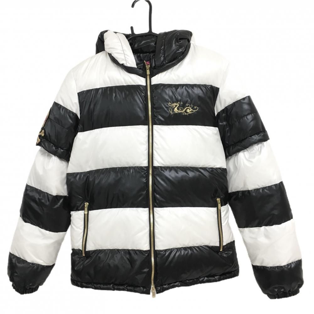 美品 マークアンドロナ ゴルフウェア 中綿ブルゾン 48 赤×紺 撥水 防寒