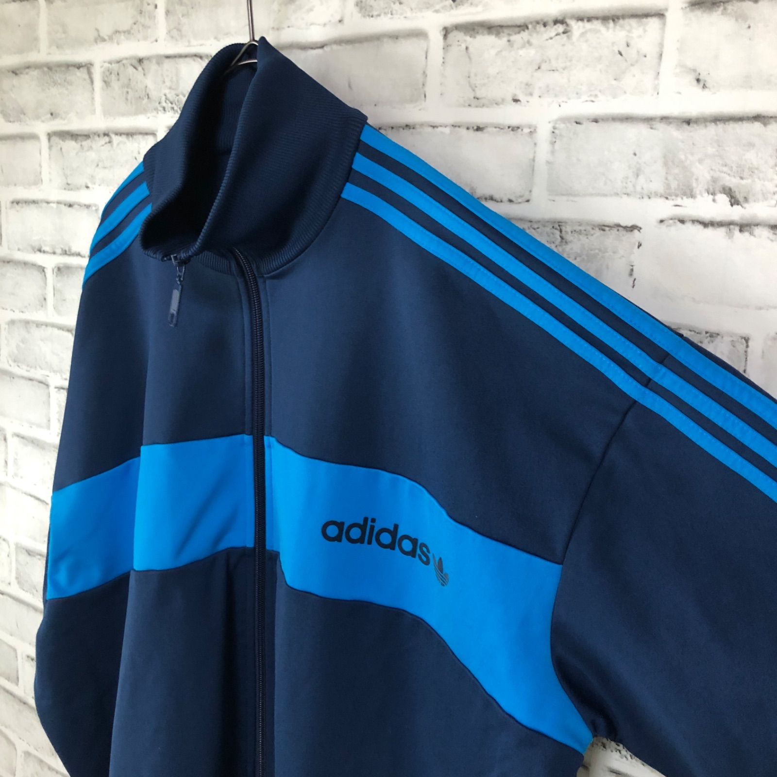 90s XL⭐️adidas トラックジャケット あのちゃん着用 ブルー×ネイビー