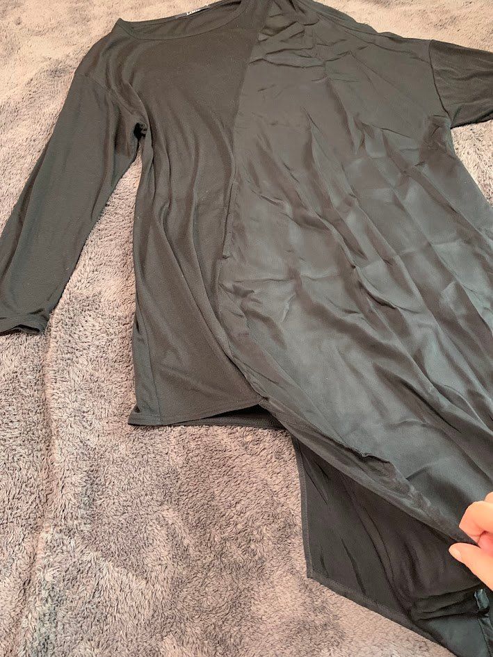 異素材アシンメトリー ロングワンピース