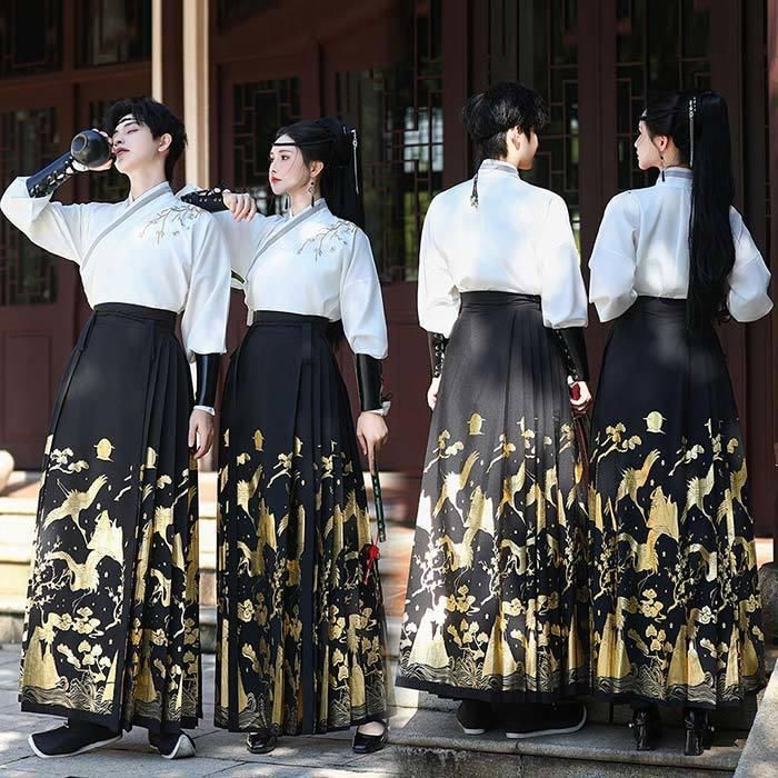 期間限定割引40%！ 高品質 文化祭 男女兼用漢服唐装 漢元素 コスチューム 豪華漢服 2点セット カップル 中華風 交差襟 メンズ レディース 刺繍 鶴 漢服 中華古風コスプレ衣装 BJ1003ML03 ハロウィン 上質で快適。