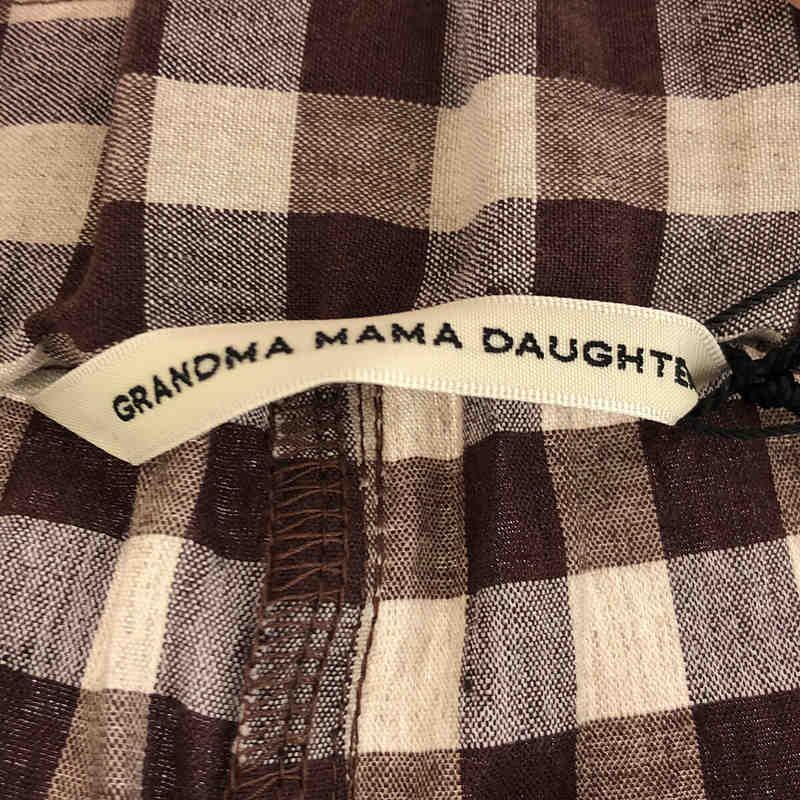 GRANDMA MAMA DAUGHTER リネン混　サロペット　ブラック GRANDMA MAMA DAUGHTER｜ギャザーワイドサロペットパンツ