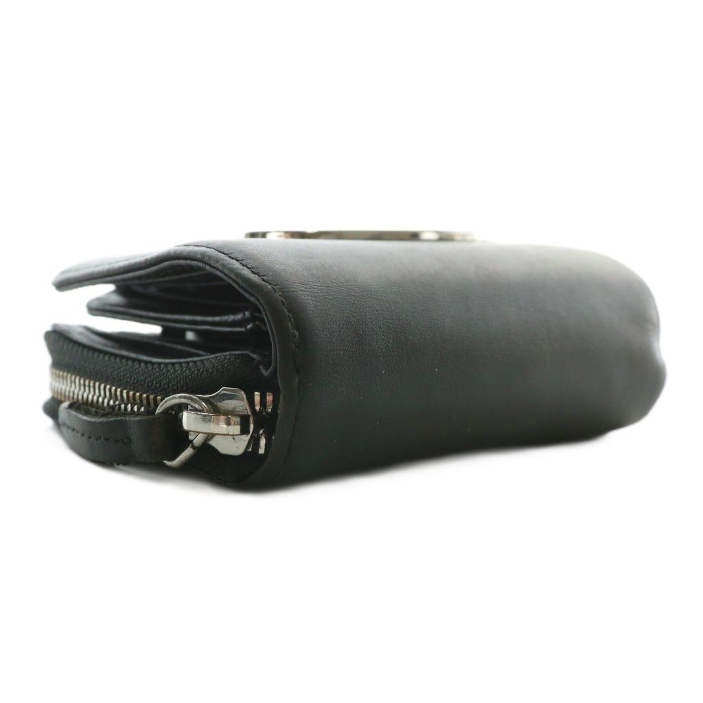美品✨ディーゼル 二つ折り財布 Dロゴ メタル レザー 型押し 現行 ブラック DIESEL ディーゼル 二つ折り財布 メンズ Dロゴ レザー ブラック