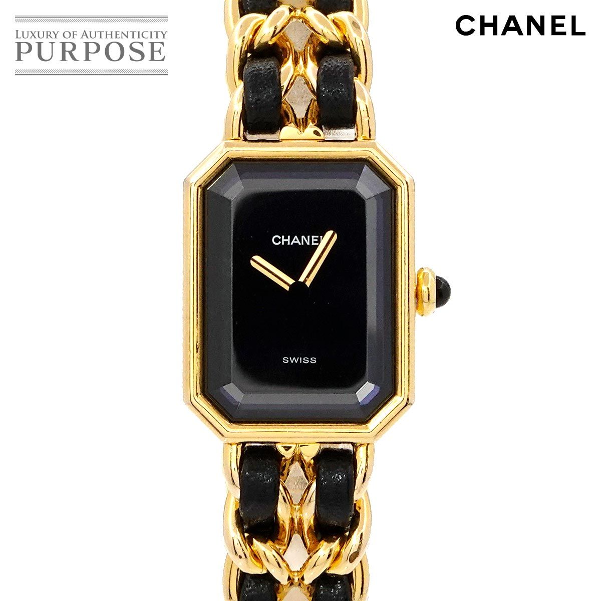 シャネル CHANEL プルミエール Lサイズ H0001 ヴィンテージ レディース 腕時計 ブラック ゴールド ウォッチ Premiere 90284321