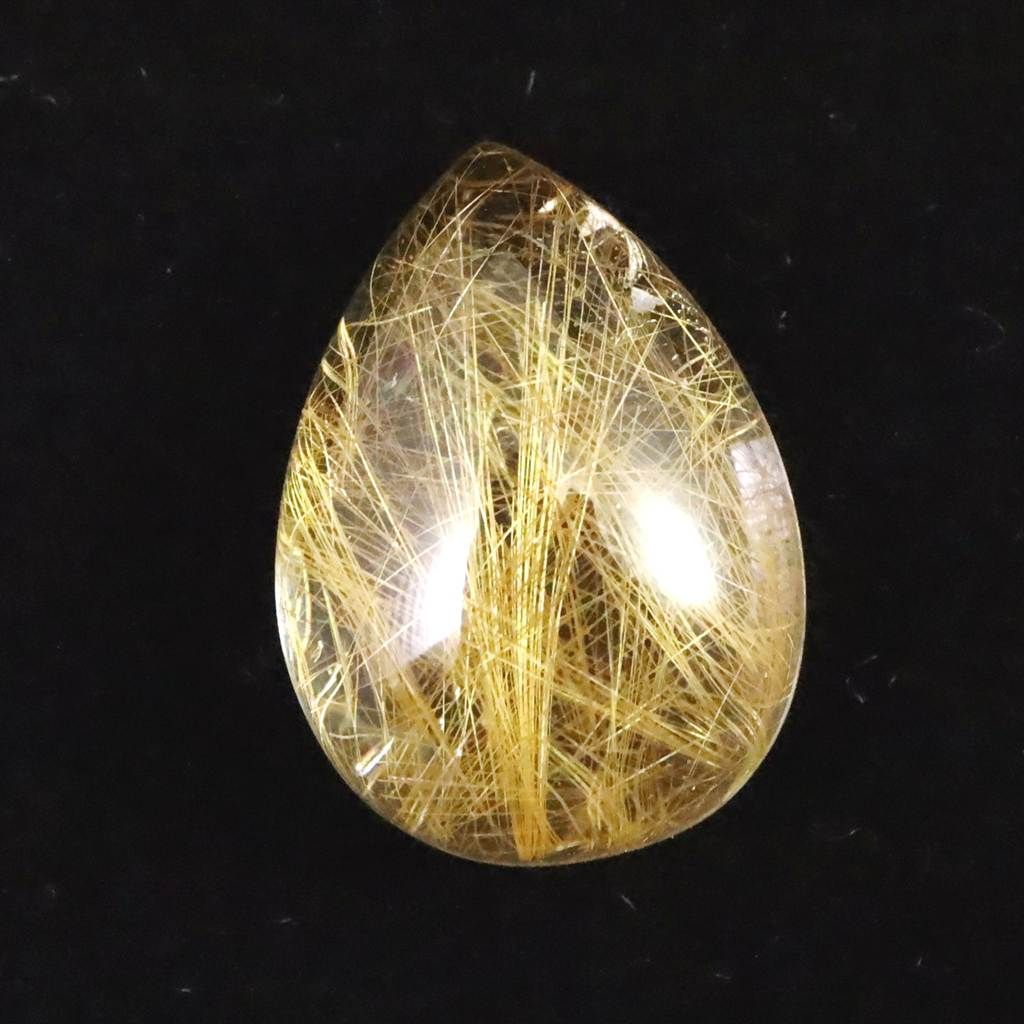 ヒマラヤ マニハール産 ゴールドルチル入り 水晶 ティアドロップ型 ルース 11.3ct 榎本通商44640